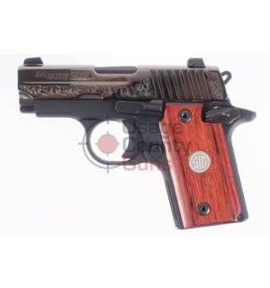Sig Sauer P238 .380 ACP Engraved & Logo Rosewood Grips