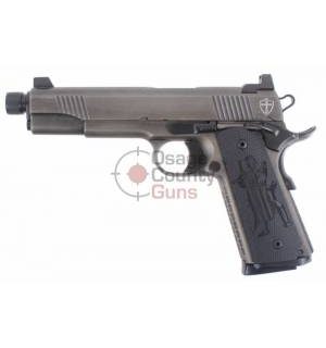 Nighthawk AAC 5" .45 ACP - Battle Worn Finish w/ Crusade Grips & Engraved Cross/Shield