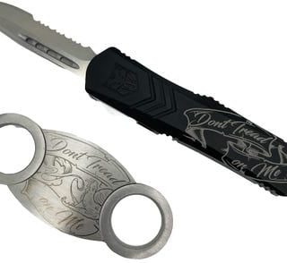 CobraTec FS-X "Dont Tread On Me" OTF Knife - 2.75" Serrated Drop Point w/ Cigar Cutter