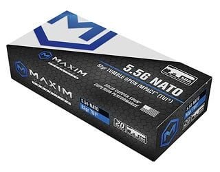 Maxim Defense Industries Short Barrel Ammunition Brass 5.56 NATO 62-Grain 20-Rounds SC