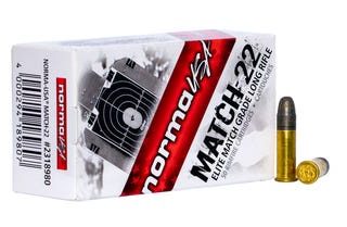 Norma Match Brass .22 LR 40-Grain 50-Rounds LRN