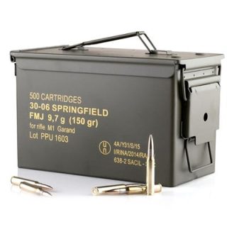 PPU Standard Rifle Ammo Brass .30-06 150-Grain 500-Rounds FMJ
