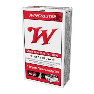 Winchester Loaded 5.56 NATO M193 Ammunition 55 Grain 30 Rounds on Stripper Clips