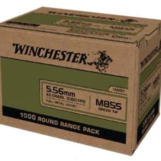 Winchester USA Centerfire Rifle Rounds Brass 556 Ammo 62 Gr. 1000-Rounds FMJLC