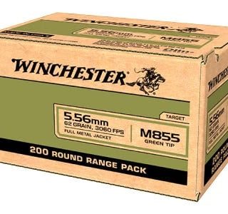 Winchester USA Green Tip Brass 5.56 NATO 62-Grains 200-Rounds Full Metal Jacket