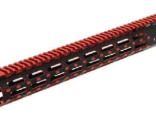Leapers Inc UTG Pro M-Lok Super Slim Free Floating Rail Black/Red 15-inch 2-Tone Fits AR-15