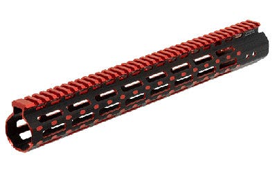 Leapers Inc UTG Pro M-Lok Super Slim Free Floating Rail Black/Red 15-inch 2-Tone Fits AR-15