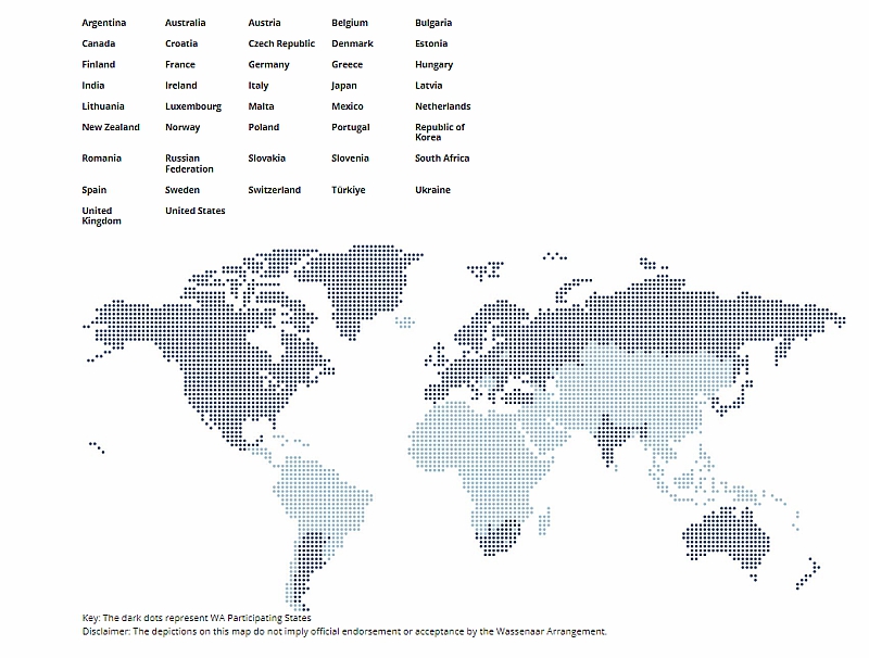 Wassenaar Arrangement Nations list and map
