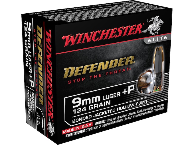 Winchester Defender 9mm Luger +P Ammo 124 Grain Winchester PDX1 Bonded Jacketed Hollow Point 200 rounds - Best Price for sale