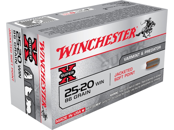 Buy Winchester Super X 25-20 WCF Ammo 86 Grain Jacketed Soft Point Box of 50 for sale