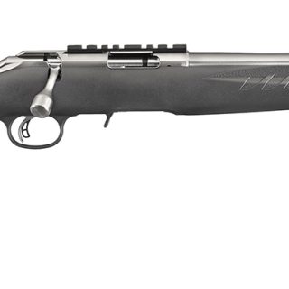 Ruger 8351 American Rimfire Full Size 22 LR 10+1 18″ Satin Stainless Steel Threaded Barrel & Receiver w/Scope Rail, Black Fixed Synthetic Stock, Right Hand
